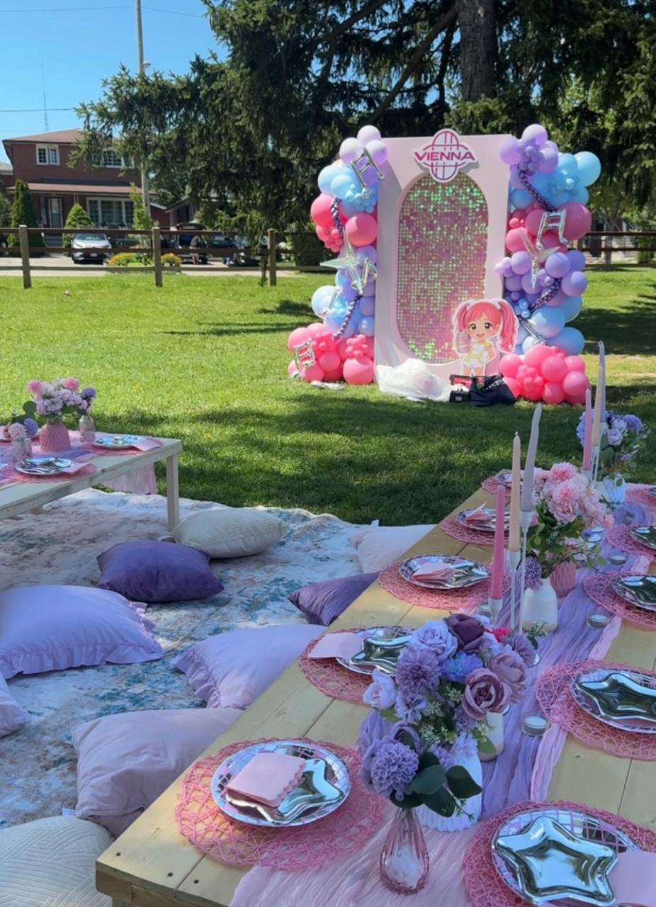 A styled celebration in a park